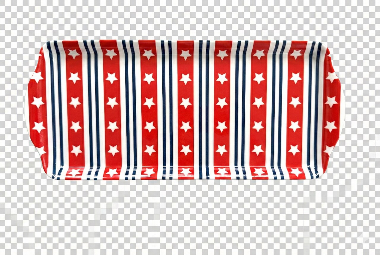 Holiday/Christmas Red Stripe Melamine Tray Festive Serving Platter for Snacks, Appetizers & Desserts